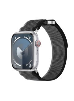 Replacement Strap For Apple Watch Series 9 41mm Double Hook and Loop Faster Nylon Watch Band Black+Grey