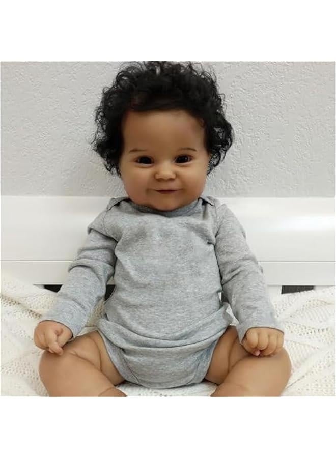 Terabithia 20 African American Reborn Baby Doll, Soft Weighted Realistic Girl, Dark Brown Skin, Sweet Smile - Image 1
