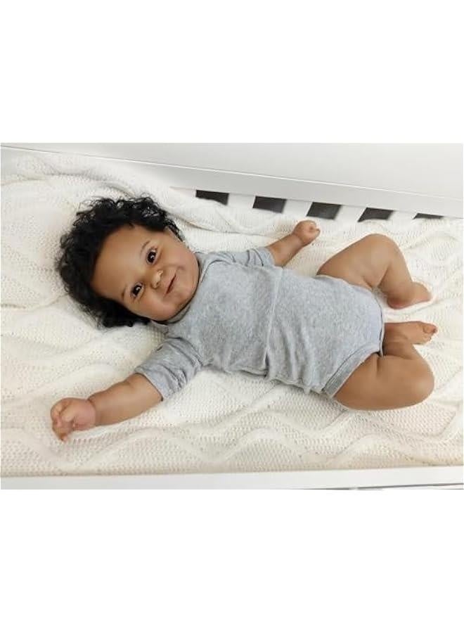 Terabithia 20 African American Reborn Baby Doll, Soft Weighted Realistic Girl, Dark Brown Skin, Sweet Smile - Image 3