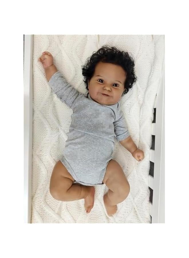 Terabithia 20 African American Reborn Baby Doll, Soft Weighted Realistic Girl, Dark Brown Skin, Sweet Smile - Image 4
