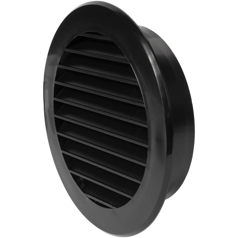 Repa Market 4 Inch Plastic Black  Round Soffit Vent Cover With Flange  Air Vent Louver  Protective Screen Mesh  HVAC Ventilation