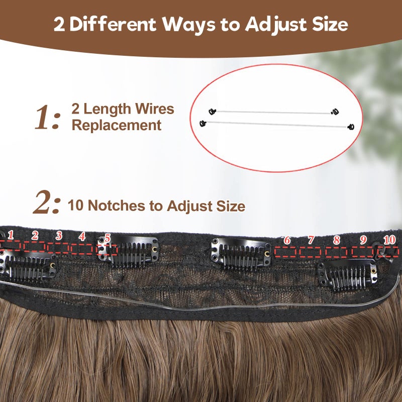 BUPPLER Halo Hair Extensions 20 Inch Invisible Wire Hair Extensions Adjustable Long Wavy Hairpiece Synthetic Upgrade 4 Secure Clips in Hairpieces 20 Inch,Light Brown - Image 4