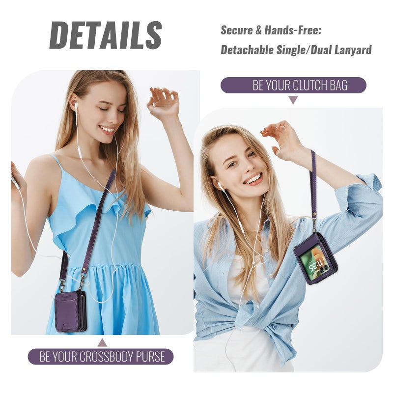 ASAPDOS for Motorola Razr 2025/2024 Wallet Case - 5 Card Slots RFID Blocking | Detachable Crossbody Strap & Wristlet | Snap Magnetic Cover | Shockproof PU Leather Purple - Image 4