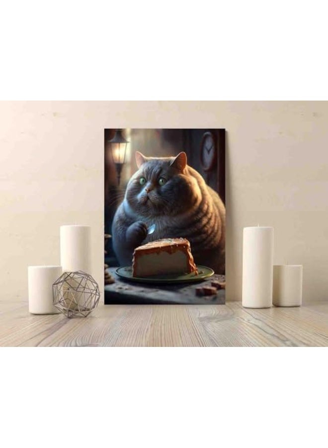 EKA Funny Fat Cat Cake Wall Art for Decoration Home And Office Decor Poster, 20x30cm, 1Pcs (Unframed Poster) - Image 3