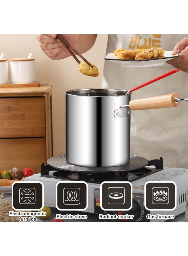 WALALLA Deep Fryer 3L, 15CM Deep Fryer with Strainer and Lid, Oil Strainer Pot Compatible with All Hobs, 304 Stainless Steel Oil Filter Pot, Deep Fryer Induction for French Fries, Tempura etc. - Image 4