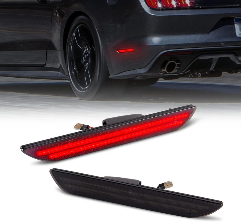 Gempro LED Side Marker Lights for Ford Mustang 2015-2023 Rear Red Fender Marker Reflectors Lamps Smoked Len, 2PCS - Image 1