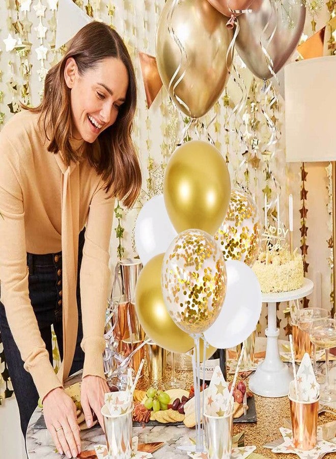 TONIFUL Table Centerpiece Balloons Stand Kit Include White Gold Latex Confetti Balloons for Baby Shower Wedding Anniversary Baptism Graduation Party Decorations 21/50/60/70 Birthday Decoration - Image 4
