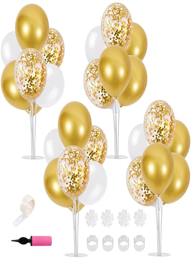 TONIFUL Table Centerpiece Balloons Stand Kit Include White Gold Latex Confetti Balloons for Baby Shower Wedding Anniversary Baptism Graduation Party Decorations 21/50/60/70 Birthday Decoration - Image 1