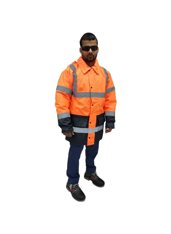 TAHA GL-05 Parka Jacket – High-Visibility Orange and Blue, Waterproof, and Insulated Work Jacket – Warm & Protective for Outdoor & Industrial Use | Size-M  - Image 3
