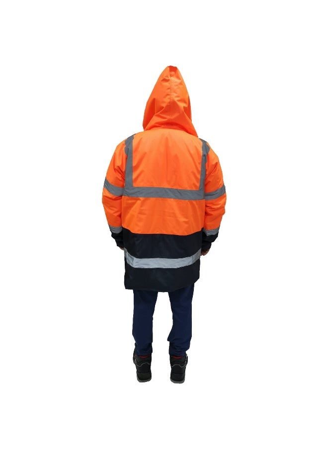 TAHA GL-05 Parka Jacket – High-Visibility Orange and Blue, Waterproof, and Insulated Work Jacket – Warm & Protective for Outdoor & Industrial Use | Size-M  - Image 2
