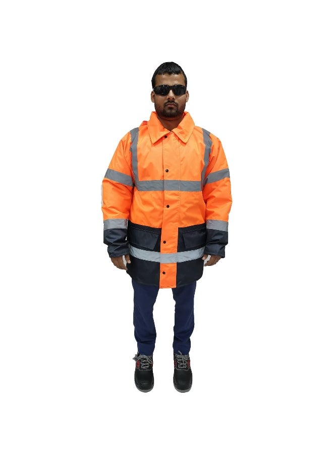TAHA GL-05 Parka Jacket – High-Visibility Orange and Blue, Waterproof, and Insulated Work Jacket – Warm & Protective for Outdoor & Industrial Use | Size-M  - Image 4