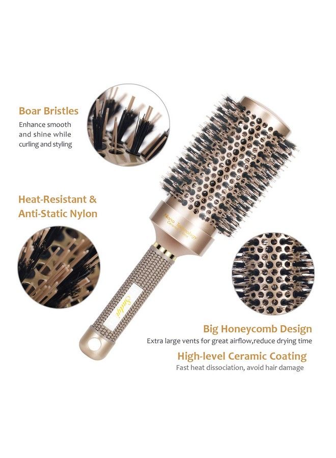 Sndyi Round Brush For Blow Drying Nano Thermal Ceramic & Ionic Tech Hair Brush With Boar Bristles Professional Round Barrel Brush For Stylingcurling And Straightening By Sndyi (3.3 Inch Barrel 2.1 Inch) - Image 4