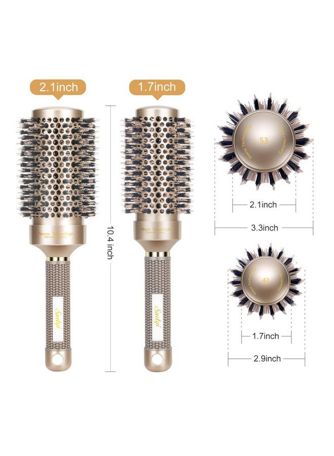 Sndyi Round Brush For Blow Drying Nano Thermal Ceramic & Ionic Tech Hair Brush With Boar Bristles Professional Round Barrel Brush For Stylingcurling And Straightening By Sndyi (3.3 Inch Barrel 2.1 Inch) - Image 3