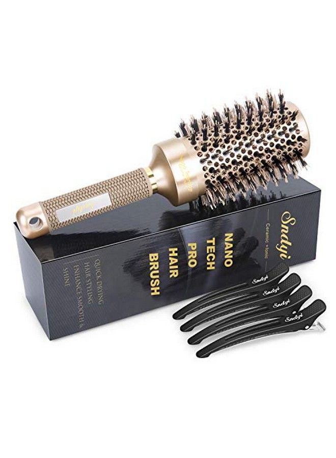 Sndyi Round Brush For Blow Drying Nano Thermal Ceramic & Ionic Tech Hair Brush With Boar Bristles Professional Round Barrel Brush For Stylingcurling And Straightening By Sndyi (3.3 Inch Barrel 2.1 Inch) - Image 1