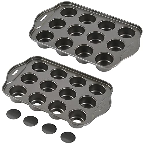 Kazozobi 2 Pack Mini Muffin Cheesecake Pan with Removable Bottom, 12 Cavity Nonstick Cupcake Pan Set - Image 1