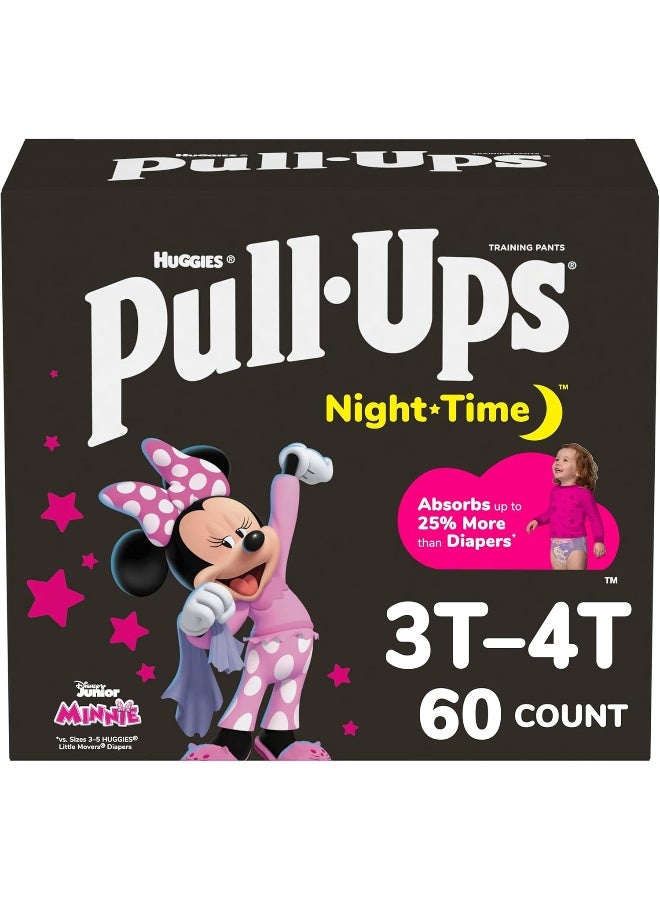 Pull-Ups Girls' Nighttime Potty Training Pants, Training Underwear, 3T-4T (32-40 lbs), 60 Ct - Image 1