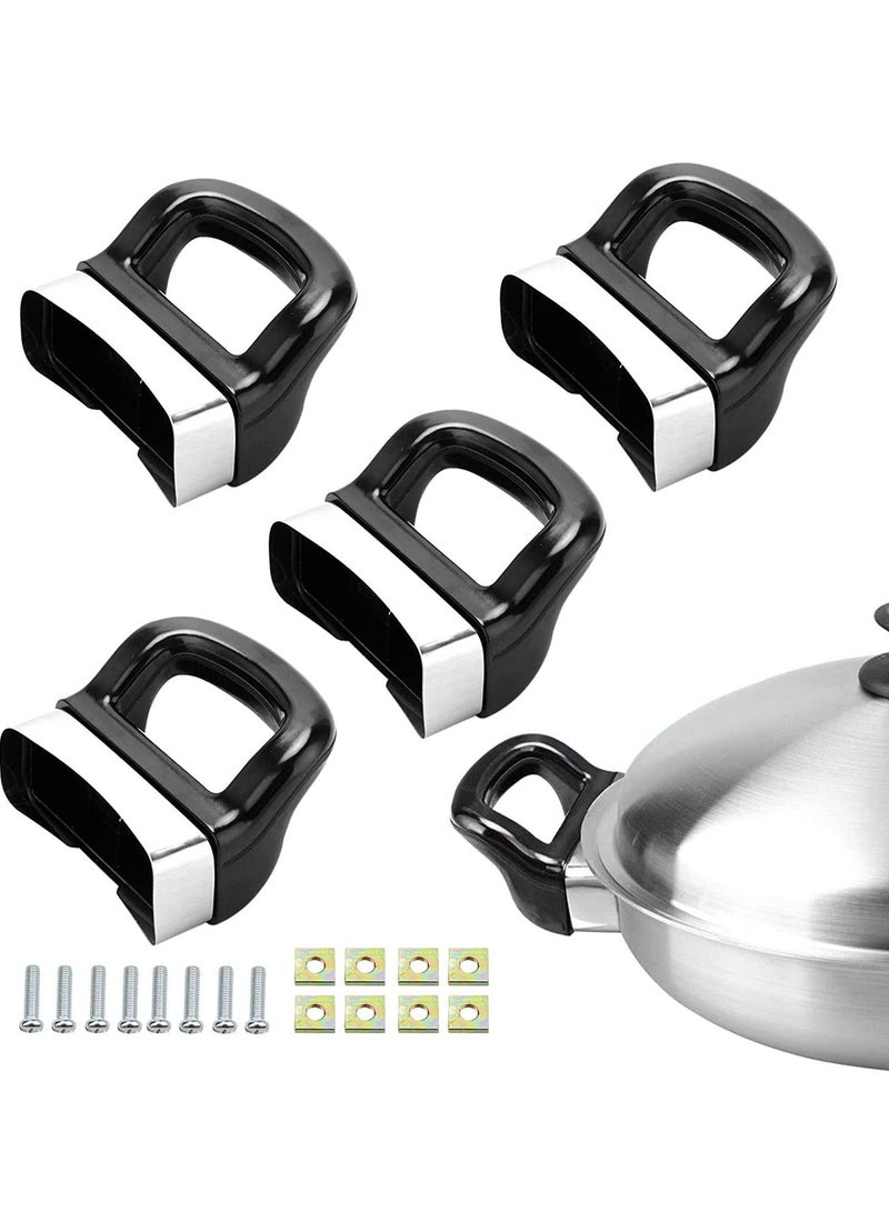 Y&D 4 PACK Pot Short Side Handles, Handle Metal Pressure, Pan Ear Replacement Cooker Steamer Sauce Black Suitable for 2 or 1 Hole Type  - Image 1