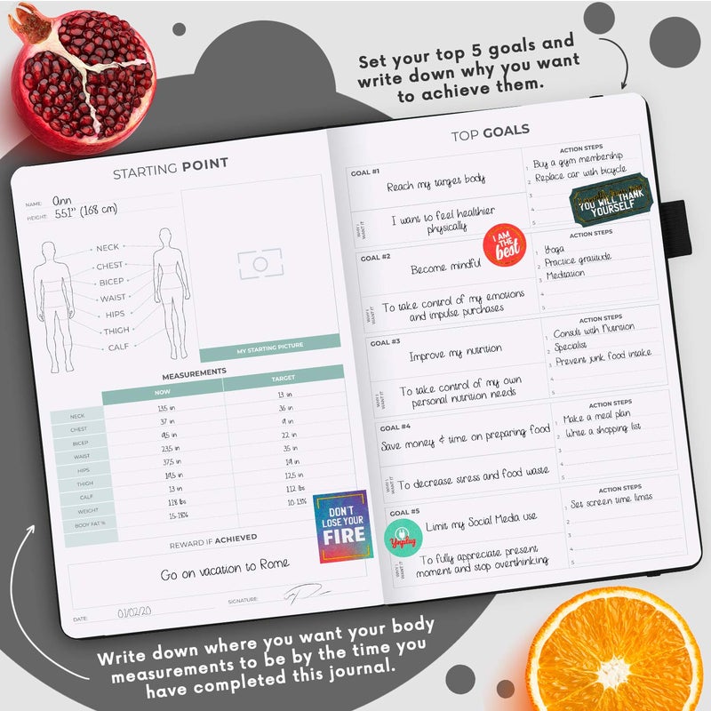 Clever Fox Wellness Planner - Weekly & Daily Health and Wellness Log, Food Journal & Meal Planner Diary for Calorie Counting, Notebook for Medical Condition Tracking, A5-Sized - Black - Image 3