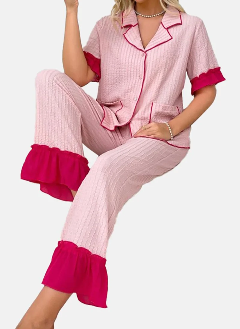 YUNIQEE Pink Solid Pyjamas & Shirt