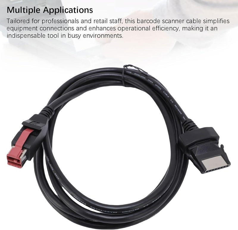 كابل ماسح الباركود USB من aqxreight بطول 5.9 قدم من PVC، كابل استبدال لماسح الباركود لأنظمة نقاط البيع والطابعات، يوفر كابل نقل USB وكابل الباركود. - Image 2