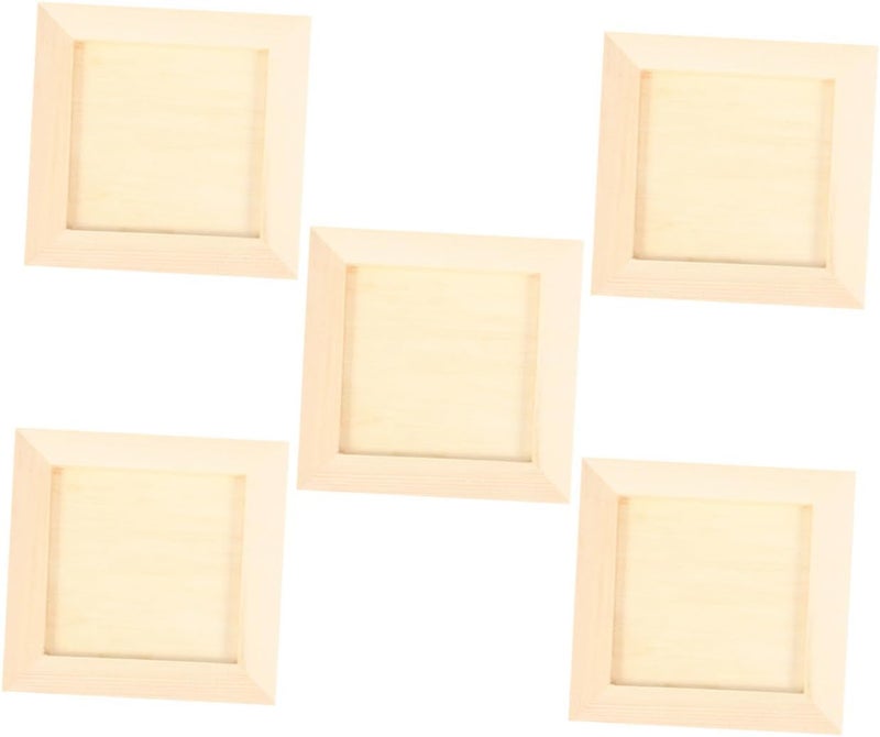 Abaodam 5pcs 12x12cm Wooden Clay Picture Frames Pine Wood DIY Craft Frames for 3d Clay Painting Decorative for S Art Projects - Image 1