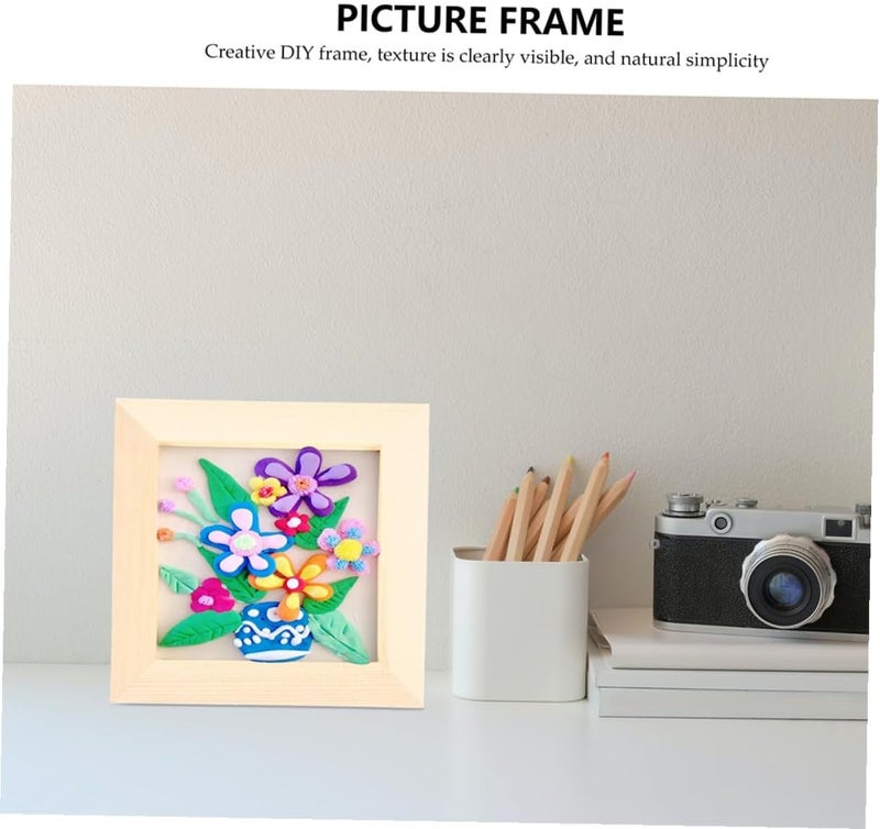 Abaodam 5pcs 12x12cm Wooden Clay Picture Frames Pine Wood DIY Craft Frames for 3d Clay Painting Decorative for S Art Projects - Image 3