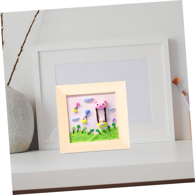 Abaodam 5pcs 12x12cm Wooden Clay Picture Frames Pine Wood DIY Craft Frames for 3d Clay Painting Decorative for S Art Projects - Image 4