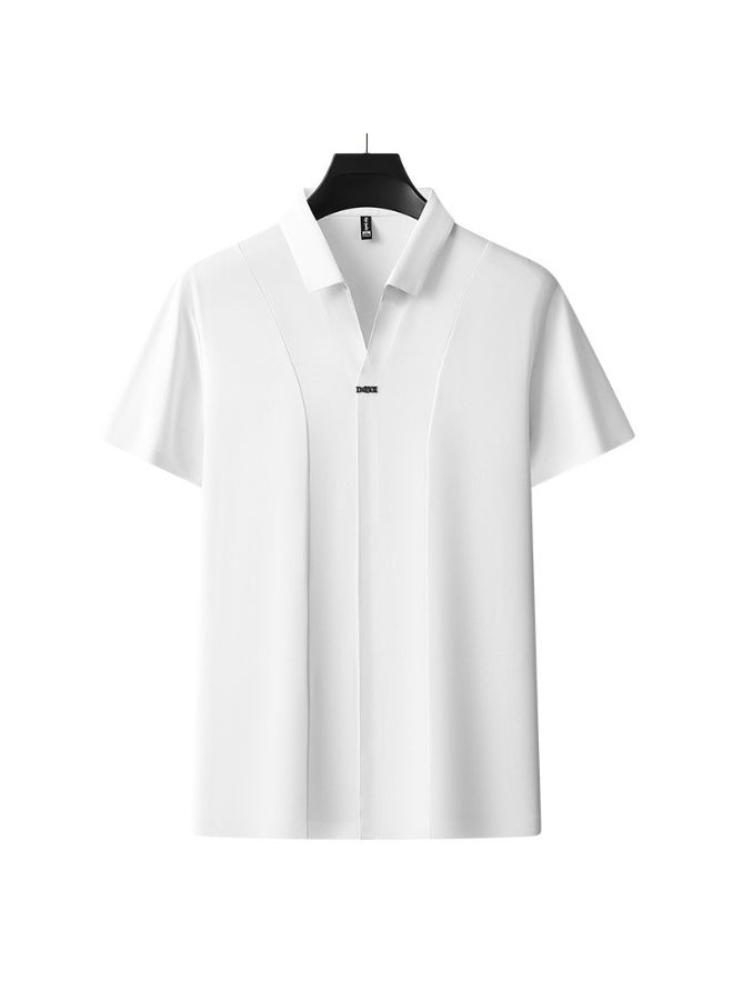 DGOL Summer  Men's Slim Fit Double-sided Fabric Short Sleeve Business Casual Pure Color POLO Shirt Lightweight Comfortable - Image 1