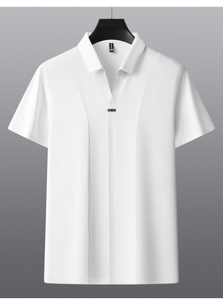 DGOL Summer  Men's Slim Fit Double-sided Fabric Short Sleeve Business Casual Pure Color POLO Shirt Lightweight Comfortable - Image 2