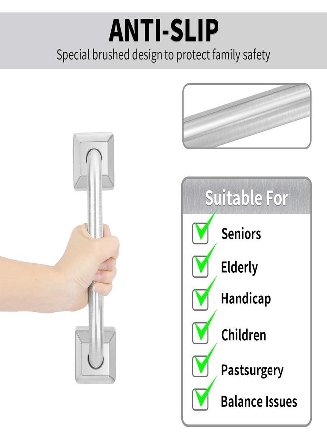 Raemnaky 9 Inch Bathroom Grab Bar, Anti Slip Square Shower Bars Safety, 304 Stainless Steel Shower Handles,Hand Rails for for Children, Senior, Elderly, Handicap - Image 2