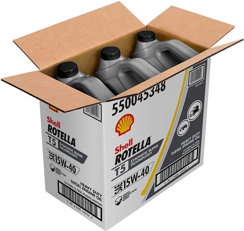 Shell Rotella T5 Synthetic Blend 15W-40 Diesel Engine Oil (1 Gallon, Case of 3) - Image 3