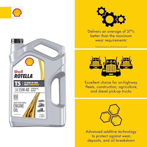 Shell Rotella T5 Synthetic Blend 15W-40 Diesel Engine Oil (1 Gallon, Case of 3) - Image 4