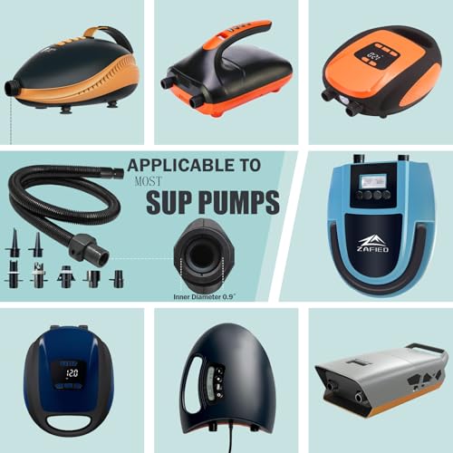 ZAFIED Paddle Board Pump Adapter Hose Universal Sup Pump Adaptor Hose with 7 Air Valve Nozzles Fits for Most Sup Pump Swivel Threaded Connector Inner Diameter 09inch - Image 3