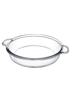 Borcam Borcam Round Glass Baking Tray With Handles, 1850 Ml Capacity, 54 Mm Height, 309X256 Mm Diameter - Clear  - Image 1