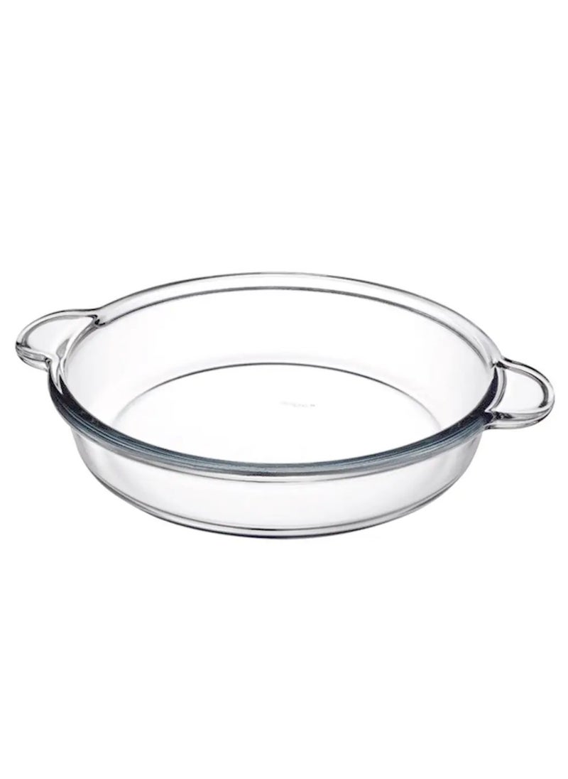 Borcam - Borcam Round Glass Baking Tray With Handles, 1850 Ml Capacity, 54 Mm Height, 309X256 Mm Diameter - Clear - Image 1