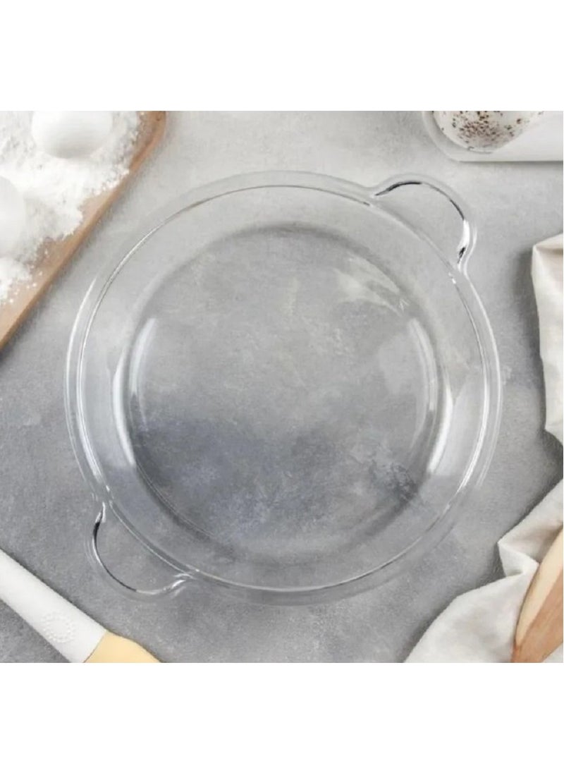 Borcam - Borcam Round Glass Baking Tray With Handles, 1850 Ml Capacity, 54 Mm Height, 309X256 Mm Diameter - Clear - Image 1