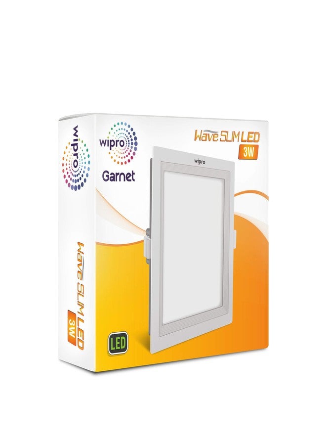 ويبرو مصباح Wipro D720360 Garnet 3-Watt Wave Slim Panel Light (ضوء نهاري بارد، أبيض، مربع) - Image 3