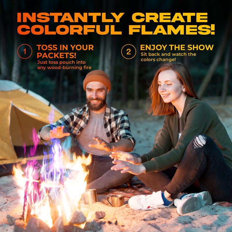 Party Flames Fire Color Changing Packets Fire Pit (10 Pack) - Perfect for Any Campfire, Bonfire & Outdoor Fireplaces - Perfect Magic Cosmic Mystical Campfire Accessories - Camping Games  - Image 3