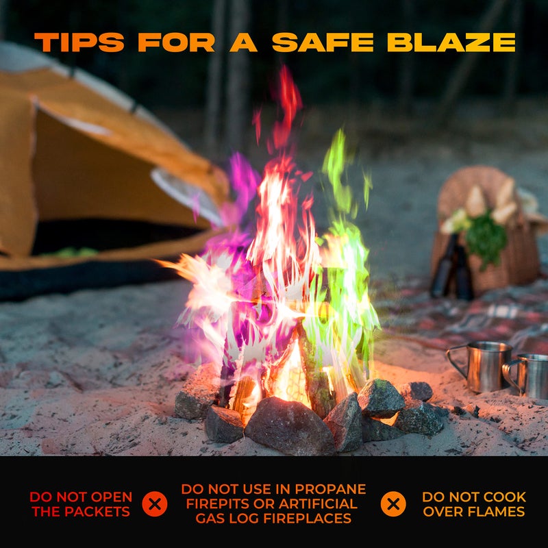 Party Flames Fire Color Changing Packets Fire Pit (10 Pack) - Perfect for Any Campfire, Bonfire & Outdoor Fireplaces - Perfect Magic Cosmic Mystical Campfire Accessories - Camping Games  - Image 4