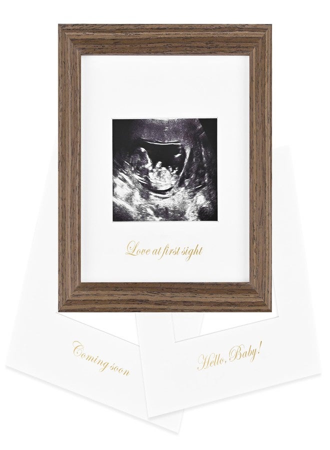 KINLINK Baby Sonogram Picture Frame, Love at First Sight Ultrasound Picture Frame, Pregnancy Gifts for Expecting Mom&Dad, Gender Reveal Party, Baby Keepsake Announcement Rustic Brown - Image 1
