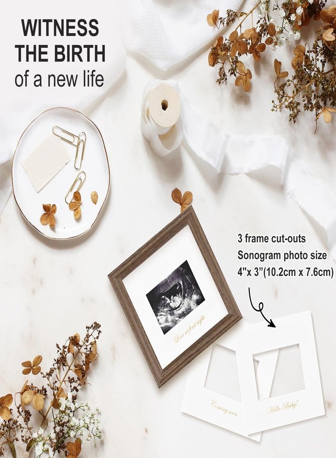 KINLINK Baby Sonogram Picture Frame, Love at First Sight Ultrasound Picture Frame, Pregnancy Gifts for Expecting Mom&Dad, Gender Reveal Party, Baby Keepsake Announcement Rustic Brown - Image 2