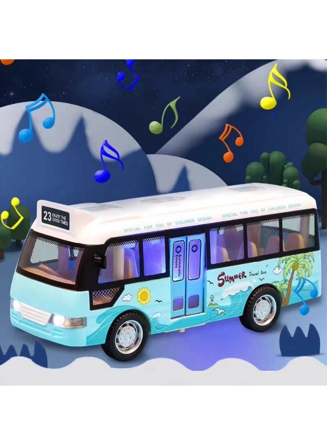 ShebSheb Mini Bus Toy Cars with Lights & Sounds,Model Cars Toys with Open-able Doors for Kids Boys Girls - Image 1