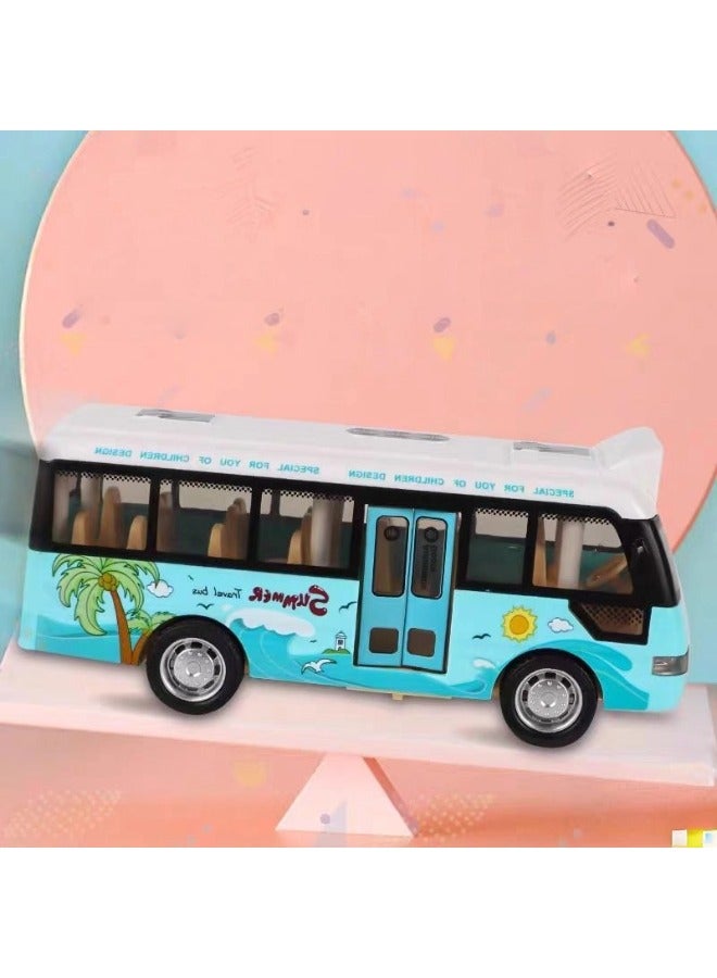 ShebSheb Mini Bus Toy Cars with Lights & Sounds,Model Cars Toys with Open-able Doors for Kids Boys Girls - Image 2