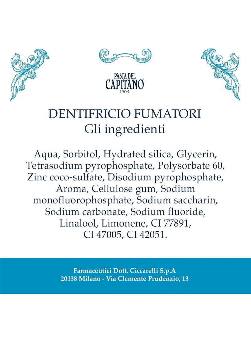 PASTA DEL CAPITANO Smoking Toothpaste, Specially Designed for Smokers, Fights Tartar Formation, Fresh Peppermint Flavour,75 ml. - Image 5