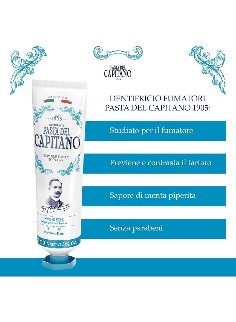 PASTA DEL CAPITANO Smoking Toothpaste, Specially Designed for Smokers, Fights Tartar Formation, Fresh Peppermint Flavour,75 ml. - Image 3