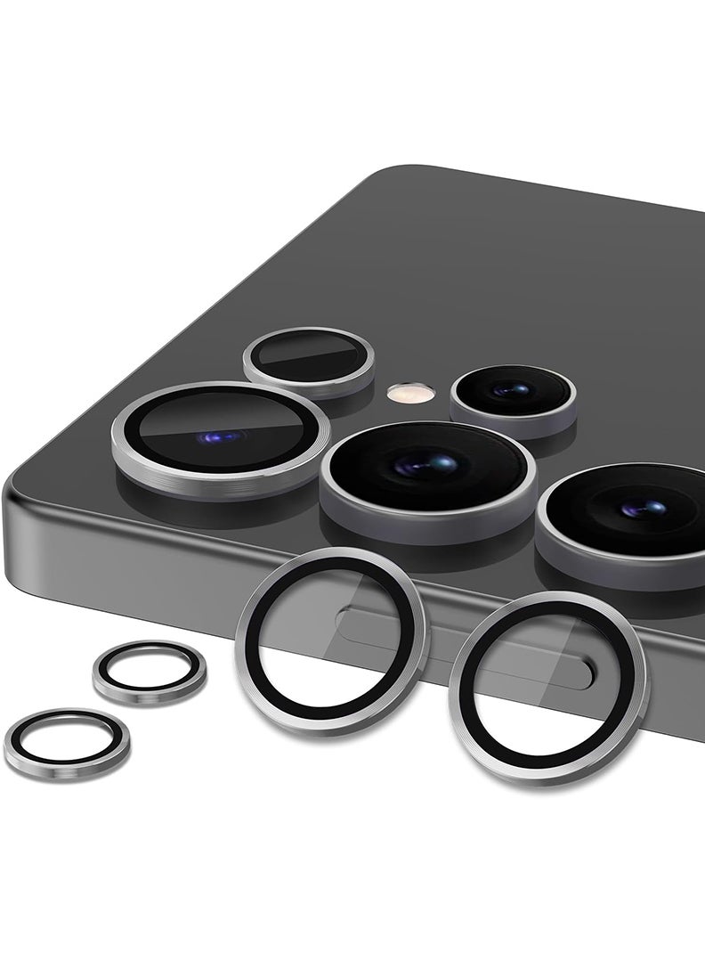Theodor Samsung Galaxy S25 Ultra 5 Pcs Camera Lens Protector With 9H Tempered HD Glass Camera Cover Anti Scratch Aluminum Alloy Camera Ring, Gray - Image 1