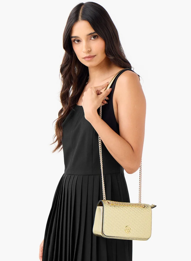 سيليست Embossed Crossbody Bag with Chain Strap