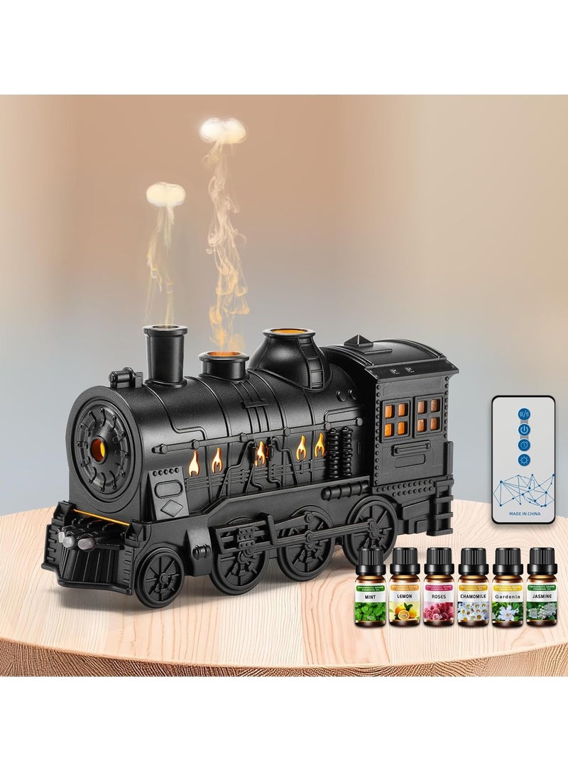 TIGER Train Diffuser 300ml Aromatherapy Diffuser with 6 Essential Oils Gift Set – Remote Control, Cool Mist, 2 Light & 2 Mist Modes, Auto Shut-Off for Bedroom, Office, Hotel (Train Black) - Image 1
