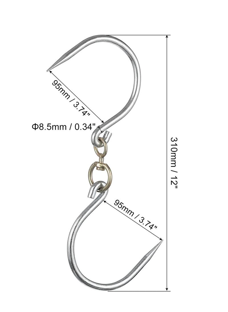 Excefore - Swivel Meat Hooks, 0.34'' Thickness Galvanized Processing Butcher Hooks for Hanging Drying Smoking Meat Products, 4 Pack(12 Inch) - Image 1