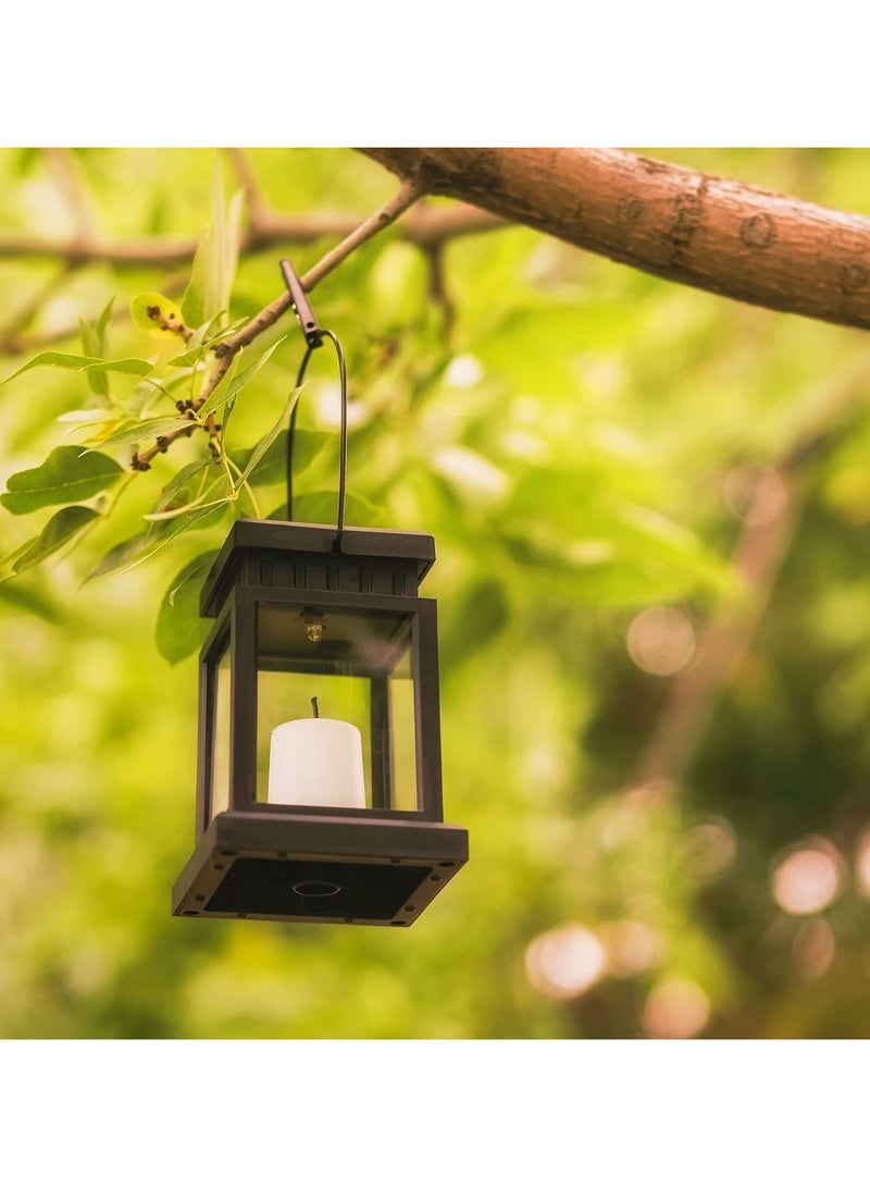 1pc Solar Lanterns Hanging Garden Outdoor Lights Waterproof Flickering Candle LED Lamp Solar Metal Hanging Lantern for Ramadan Garden Patio Pathway Party Decoration (Candle) - Image 1